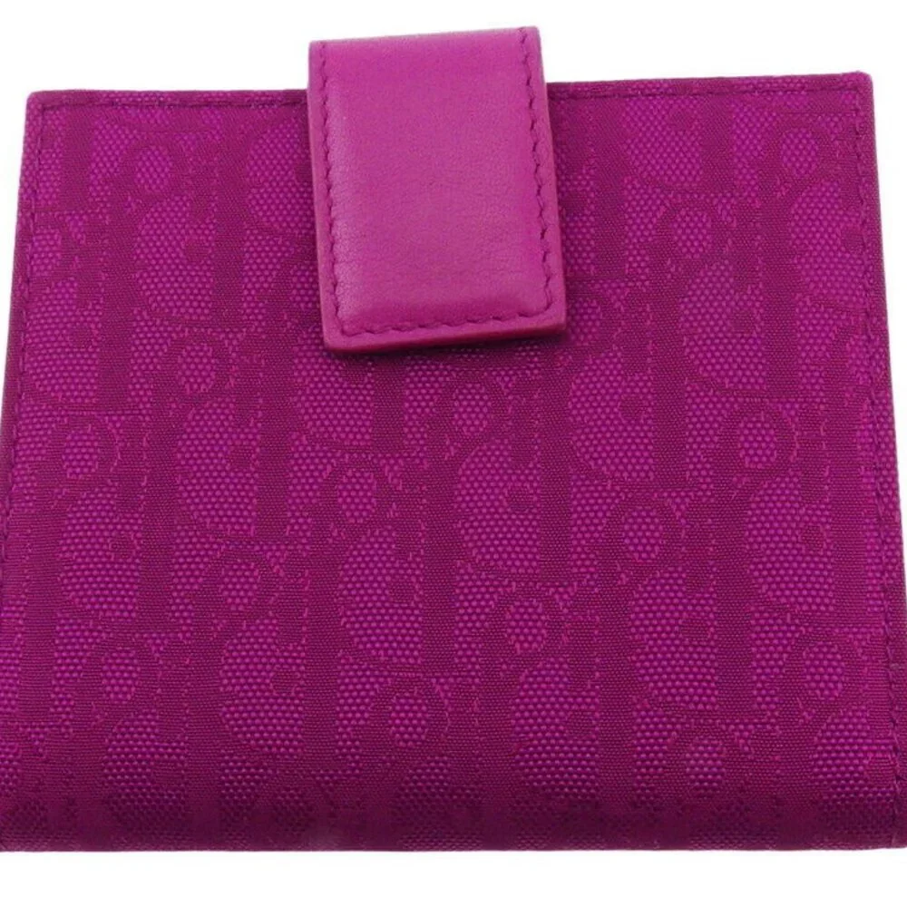 AUTH Dior W hook purse Trotter pink canvas leather